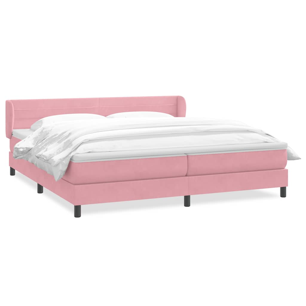 Sommier à lattes de lit avec matelas rose 200x210 cm velours