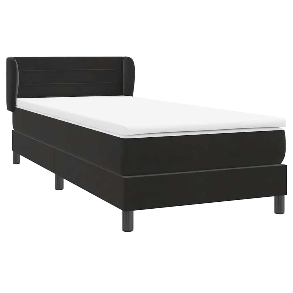 Sommier à lattes de lit avec matelas noir 80x220 cm velours