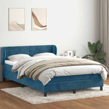 Dark Blue 160x220cm Velvet Bed Slatted Base and Mattress