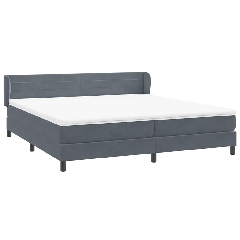 Dark grey slatted bed base and mattress 200x220cm velvet