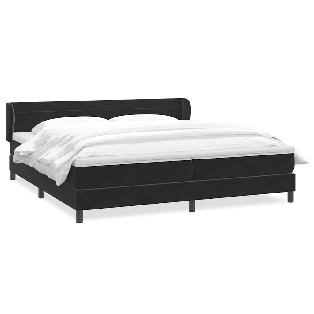 Slatted bed base with black mattress 200x220 cm velvet