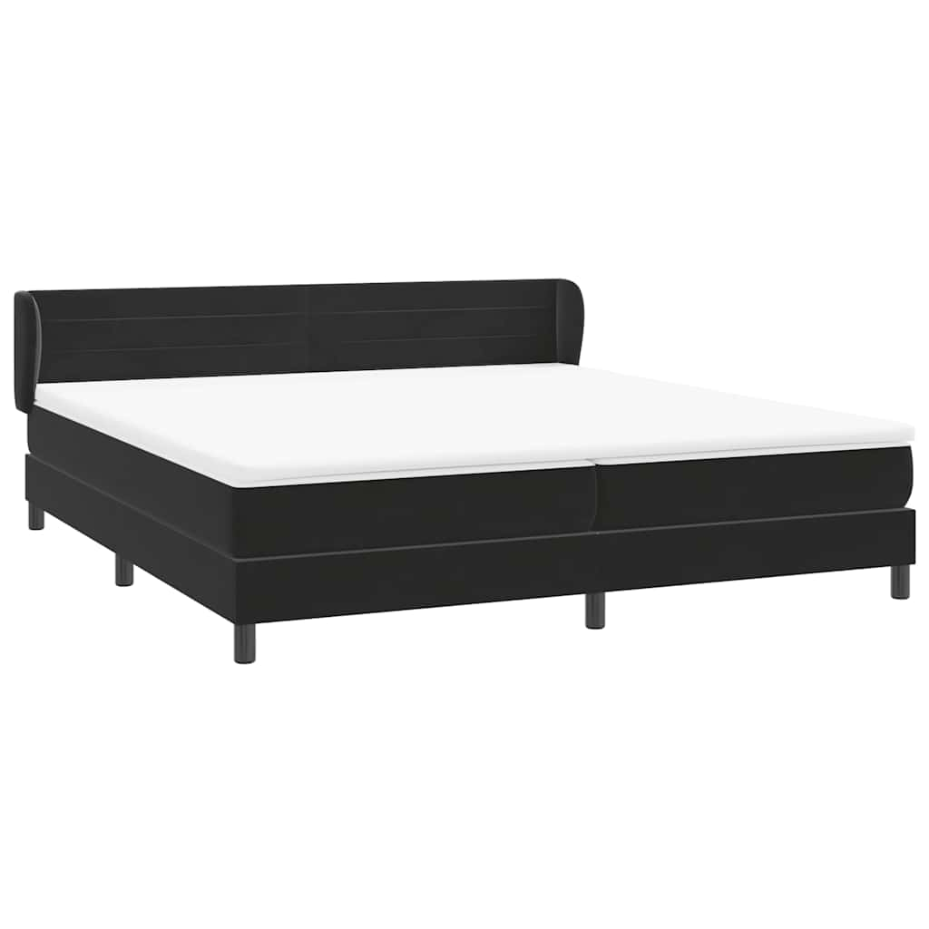 Slatted bed base with black mattress 200x220 cm velvet