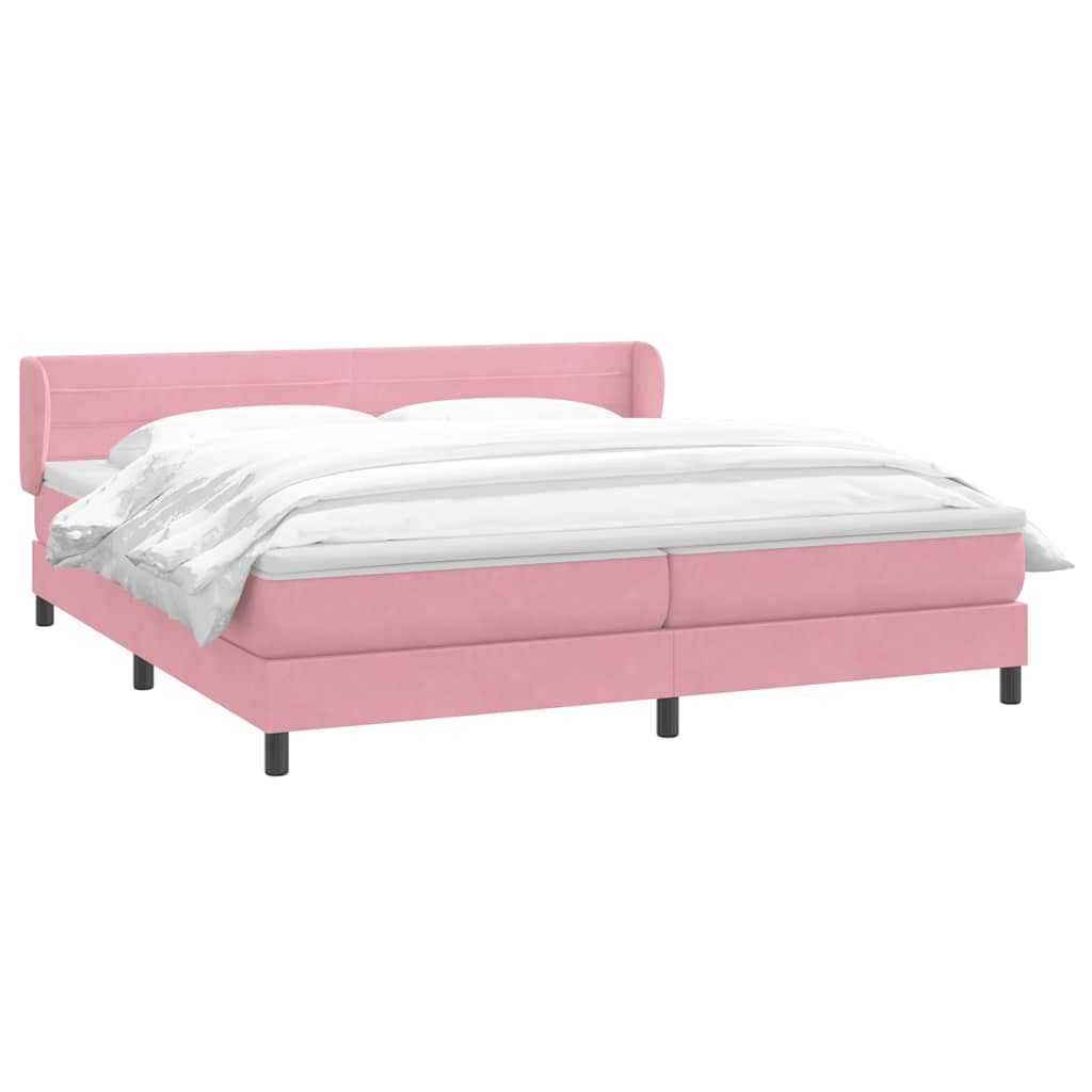 Sommier à lattes de lit avec matelas rose 200x220 cm velours