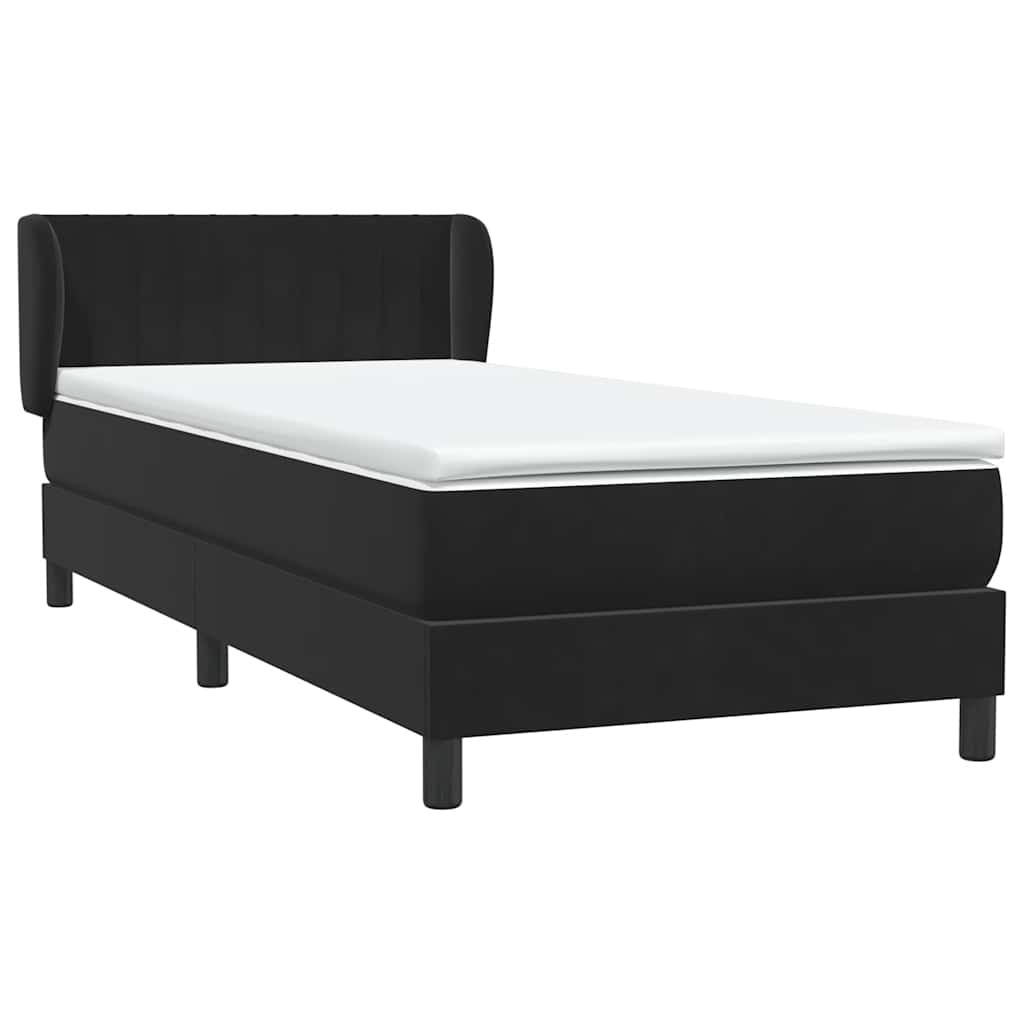 Sommier à lattes de lit avec matelas noir 90x210 cm velours