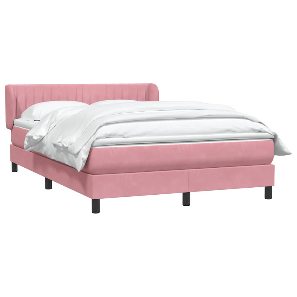 Sommier à lattes de lit avec matelas rose 140x210 cm velours