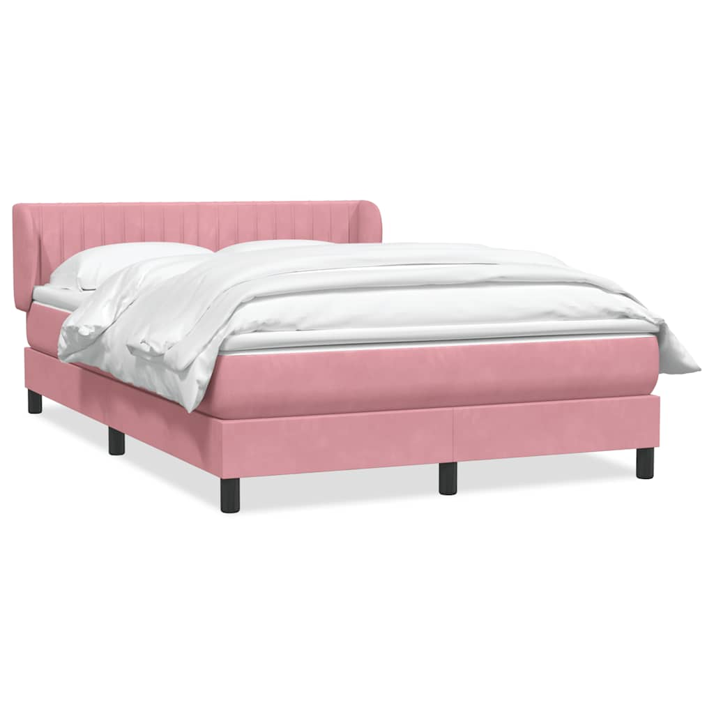 Sommier à lattes de lit avec matelas rose 160x210 cm velours