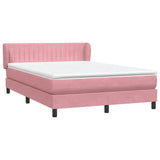 Sommier à lattes de lit avec matelas rose 160x210 cm velours