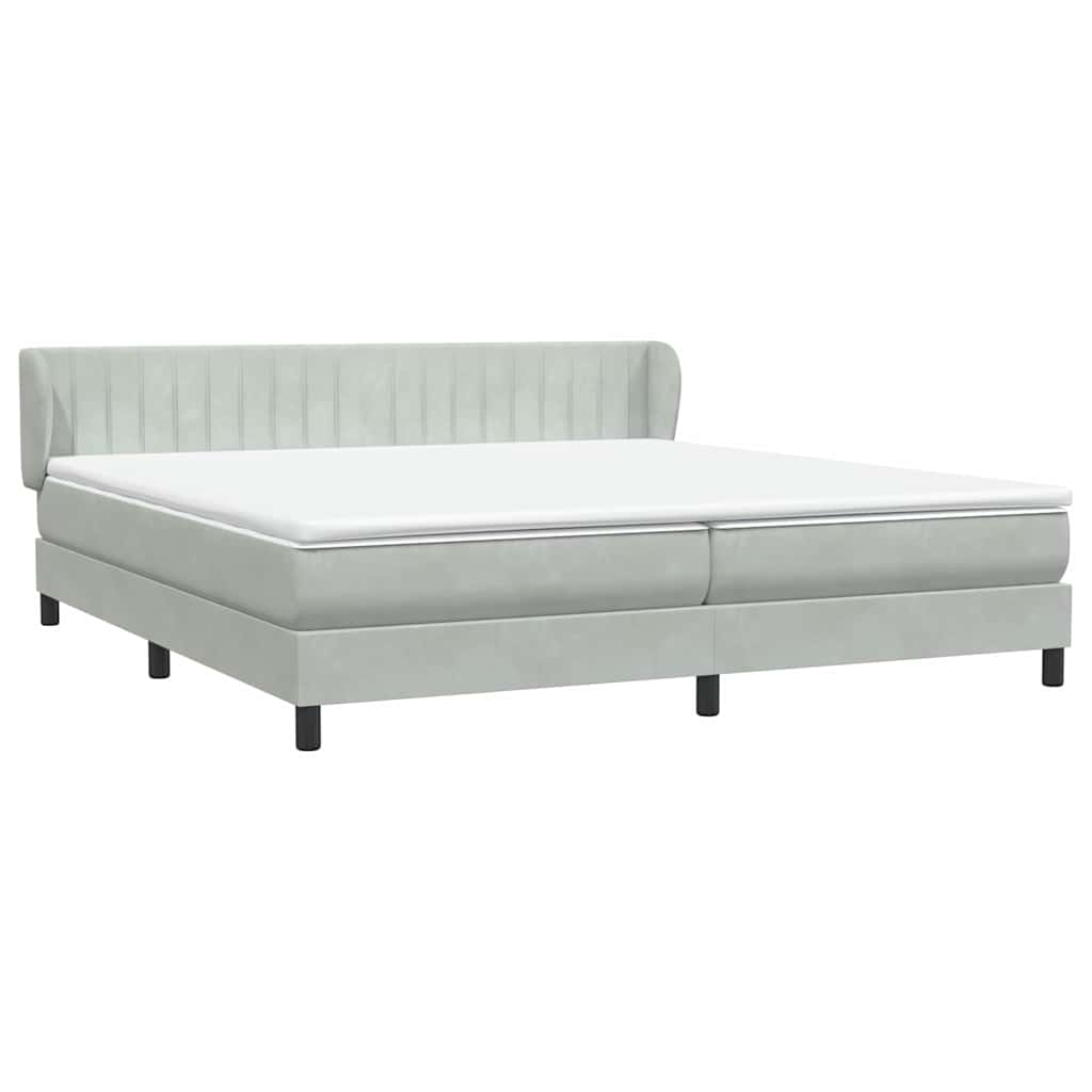 Sommier à lattes de lit et matelas gris clair 200x210cm velours