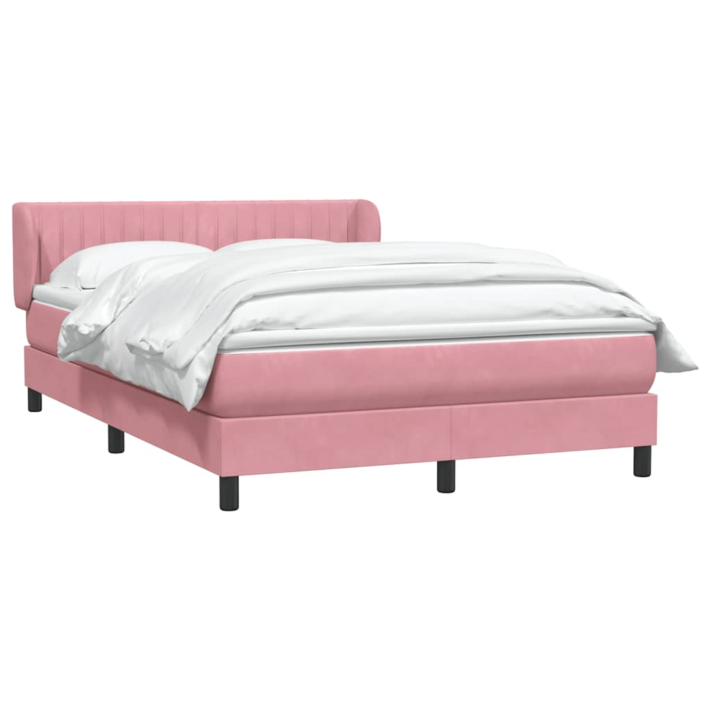 Sommier à lattes de lit avec matelas rose 140x220 cm velours