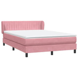 Sommier à lattes de lit avec matelas rose 160x220 cm velours