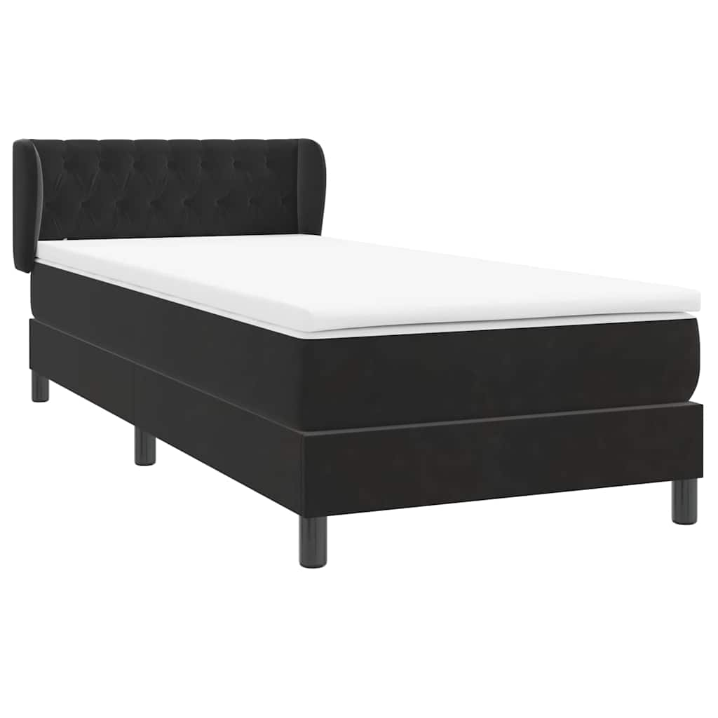 Sommier à lattes de lit avec matelas noir 90x210 cm velours