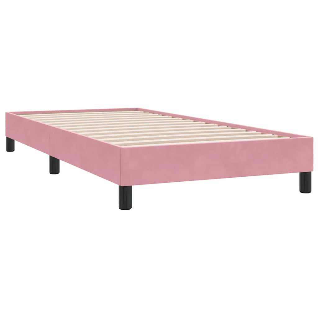 Sommier à lattes de lit avec matelas rose 100x210 cm velours