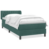 Dark green slatted bed base and mattress 100x220cm velvet