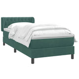 Dark green slatted bed base and mattress 100x220cm velvet