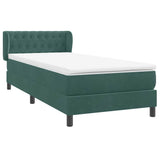 Dark green slatted bed base and mattress 100x220cm velvet