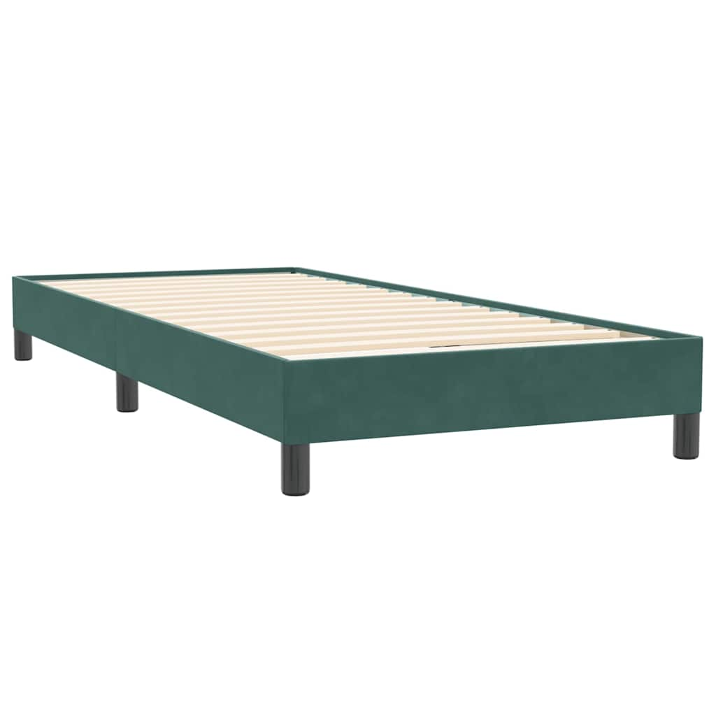 Dark green slatted bed base and mattress 100x220cm velvet