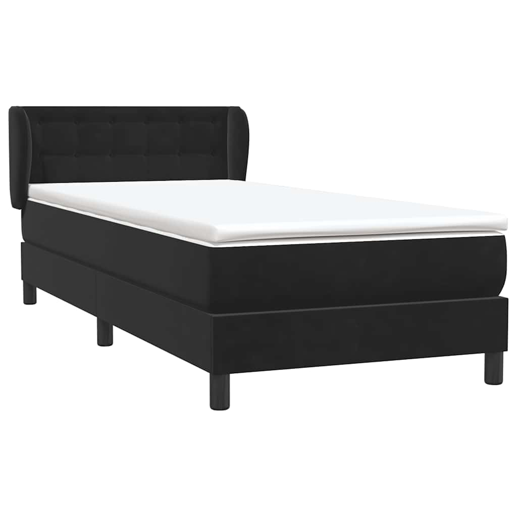 Sommier à lattes de lit avec matelas noir 80x210 cm velours