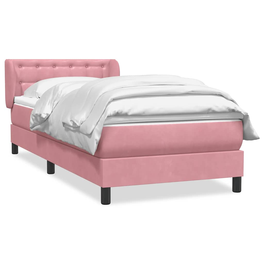 Sommier à lattes de lit avec matelas rose 80x210 cm velours