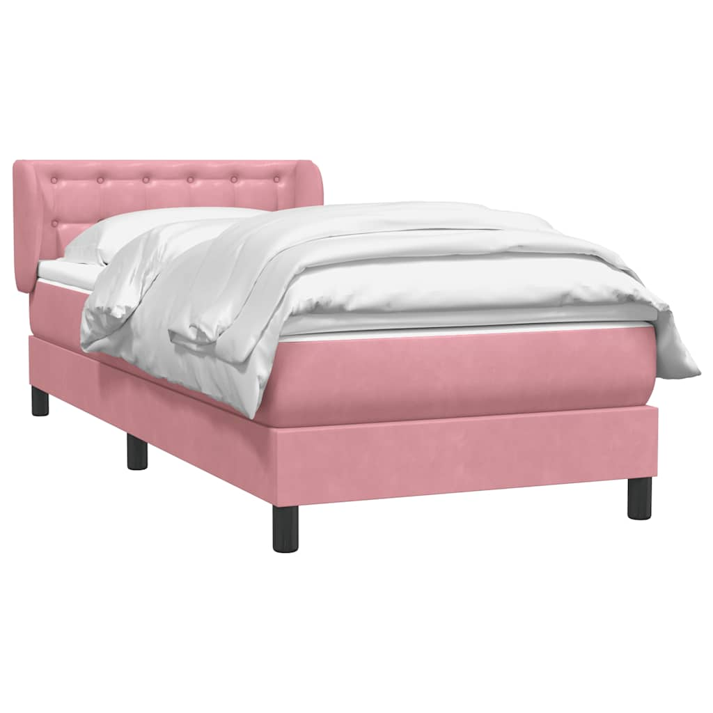 Sommier à lattes de lit avec matelas rose 80x210 cm velours