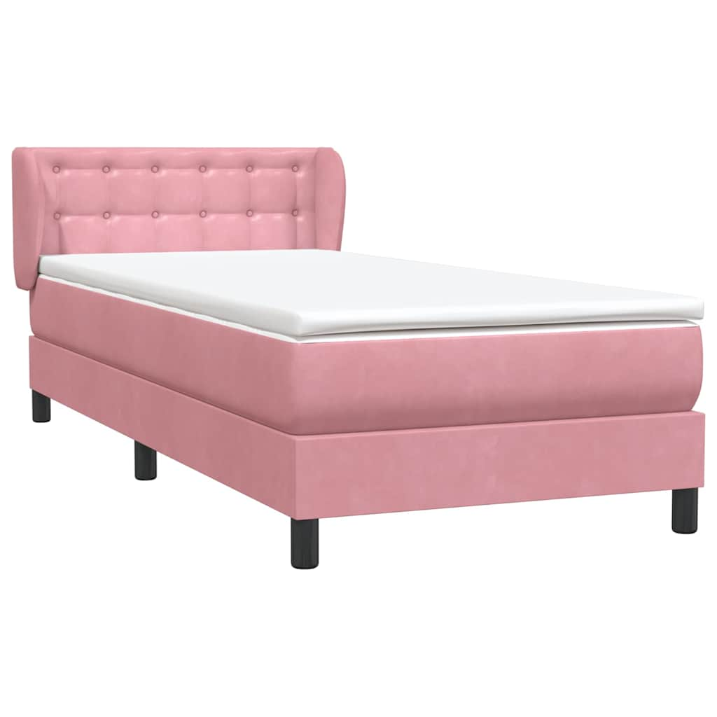 Sommier à lattes de lit avec matelas rose 80x210 cm velours