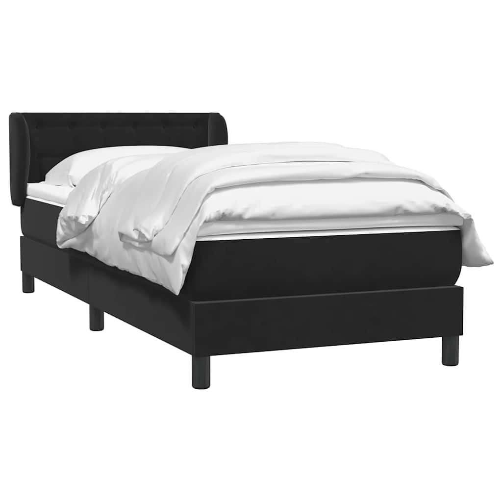 Sommier à lattes de lit avec matelas noir 90x210 cm velours