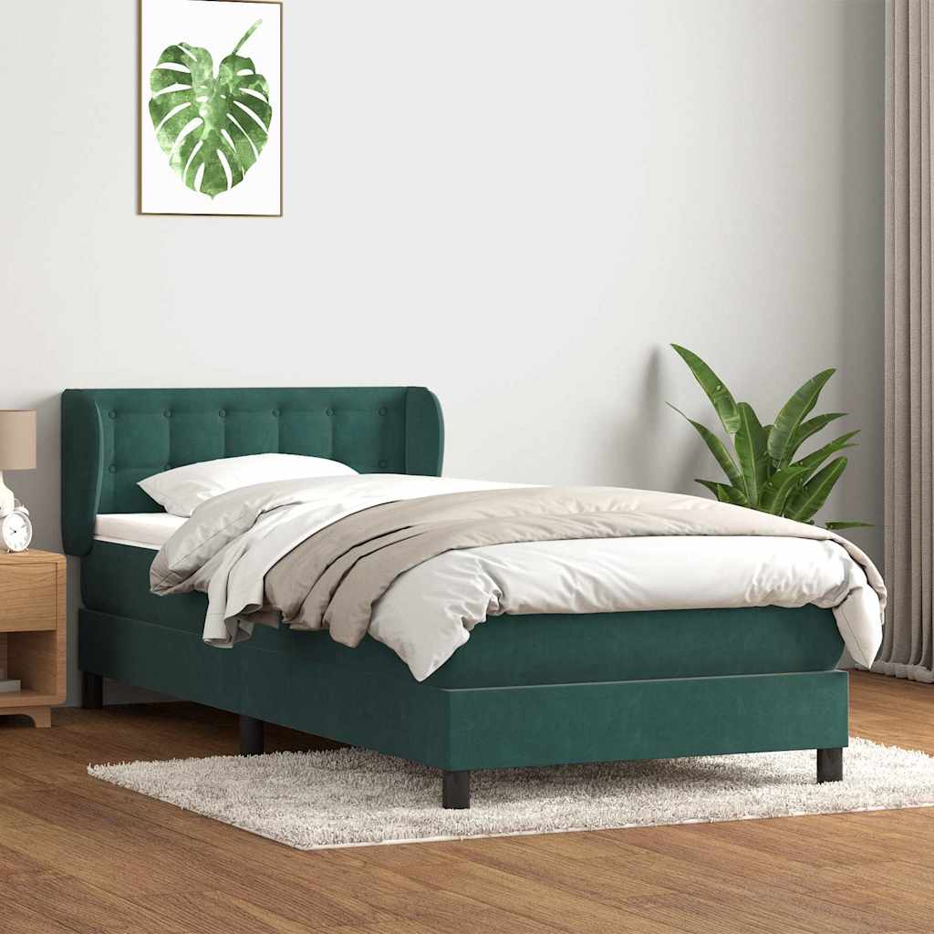 Sommier à lattes de lit et matelas vert foncé 90x210 cm velours