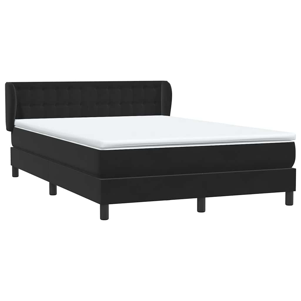 Sommier à lattes de lit avec matelas noir 140x210 cm velours