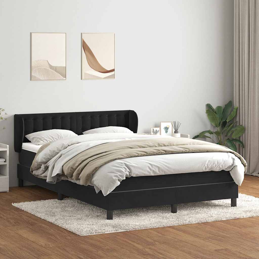 Sommier à lattes de lit avec matelas noir 140x210 cm velours