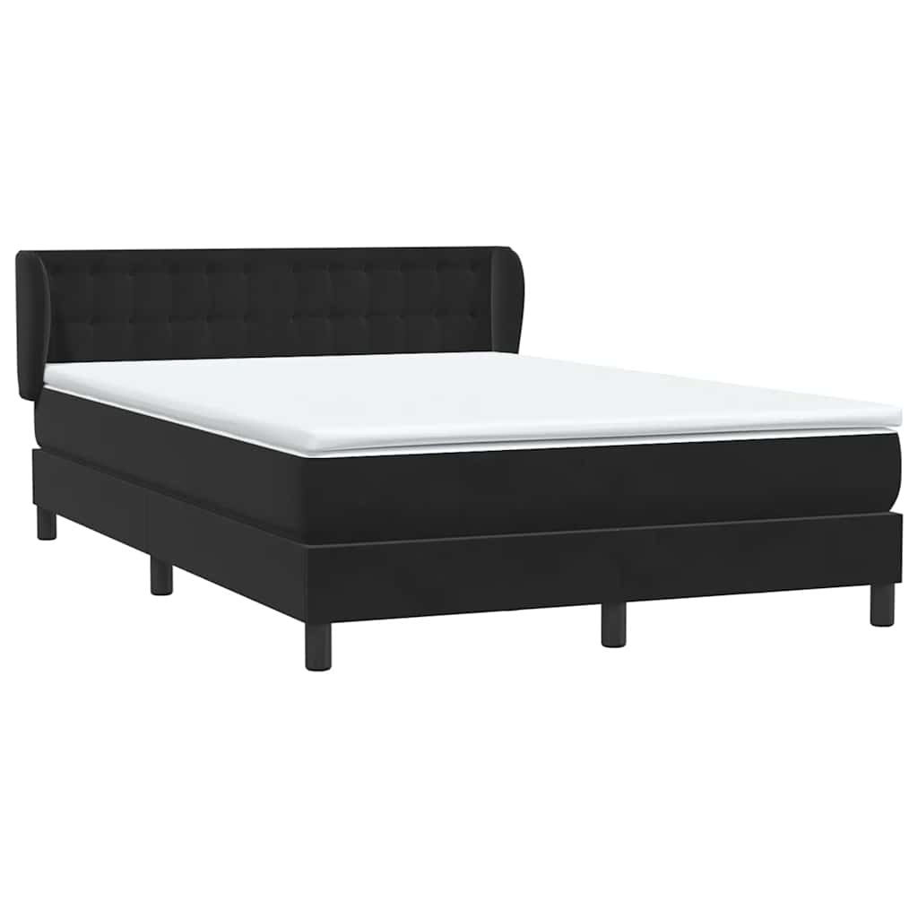 Sommier à lattes de lit avec matelas noir 160x210 cm velours