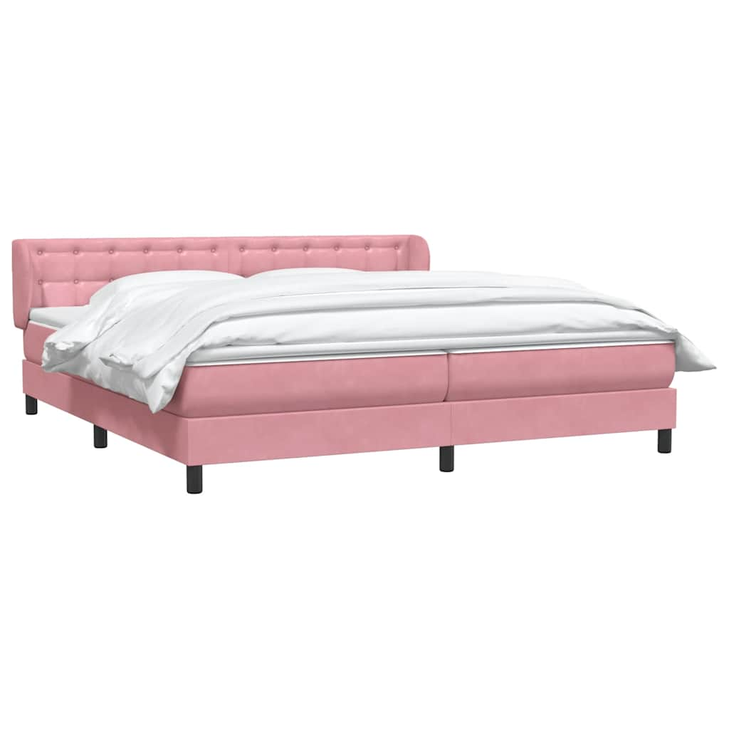 Slatted bed base with pink mattress 200x210 cm velvet