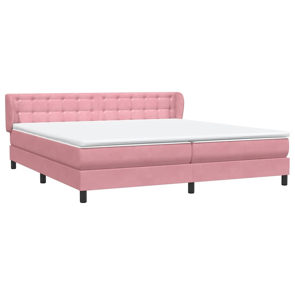 Slatted bed base with pink mattress 200x210 cm velvet