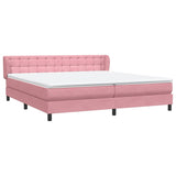 Slatted bed base with pink mattress 200x210 cm velvet