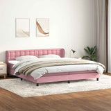 Slatted bed base with pink mattress 200x210 cm velvet