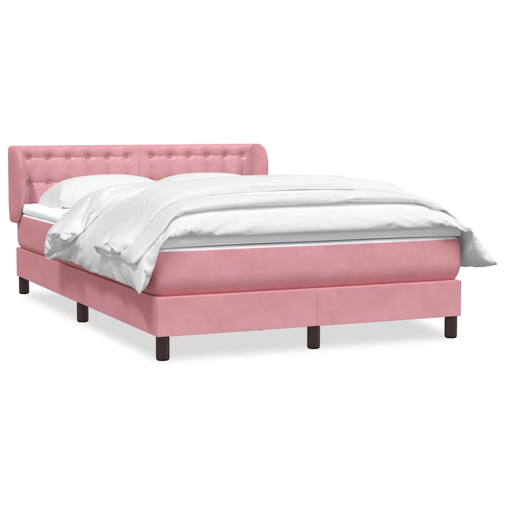 Sommier à lattes de lit avec matelas rose 140x220 cm velours