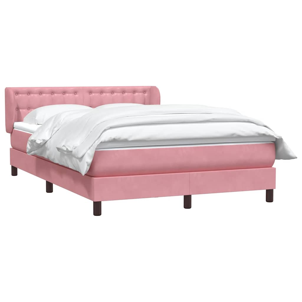 Sommier à lattes de lit avec matelas rose 140x220 cm velours