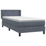 Dark grey slatted bed base and mattress 80x210 cm velvet