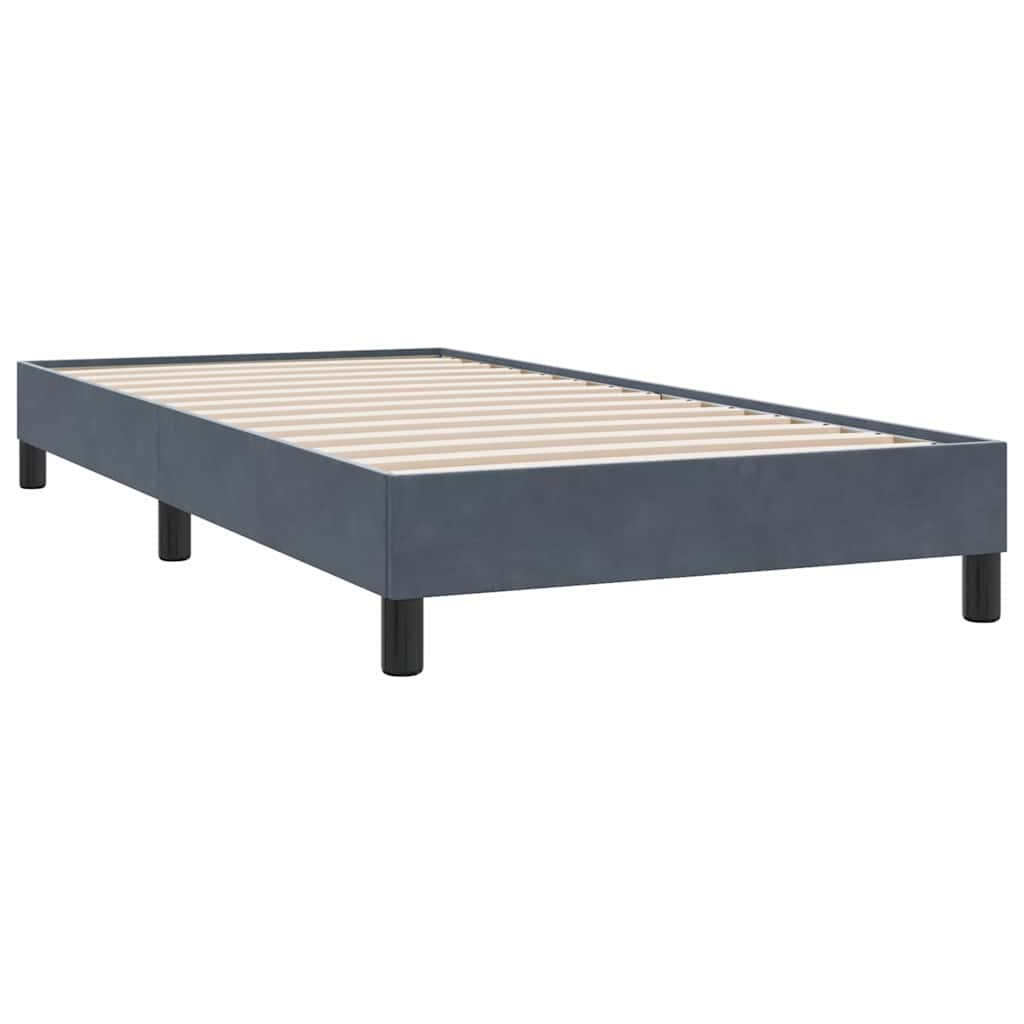 Dark grey slatted bed base and mattress 80x210 cm velvet