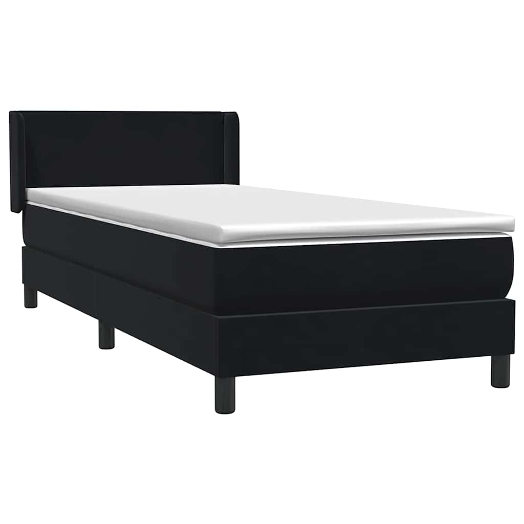 Sommier à lattes de lit avec matelas noir 80x210 cm velours