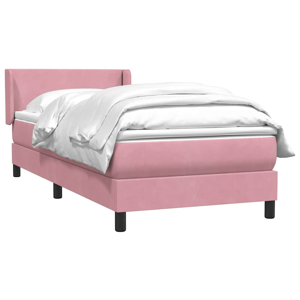 Sommier à lattes de lit avec matelas rose 80x210 cm velours