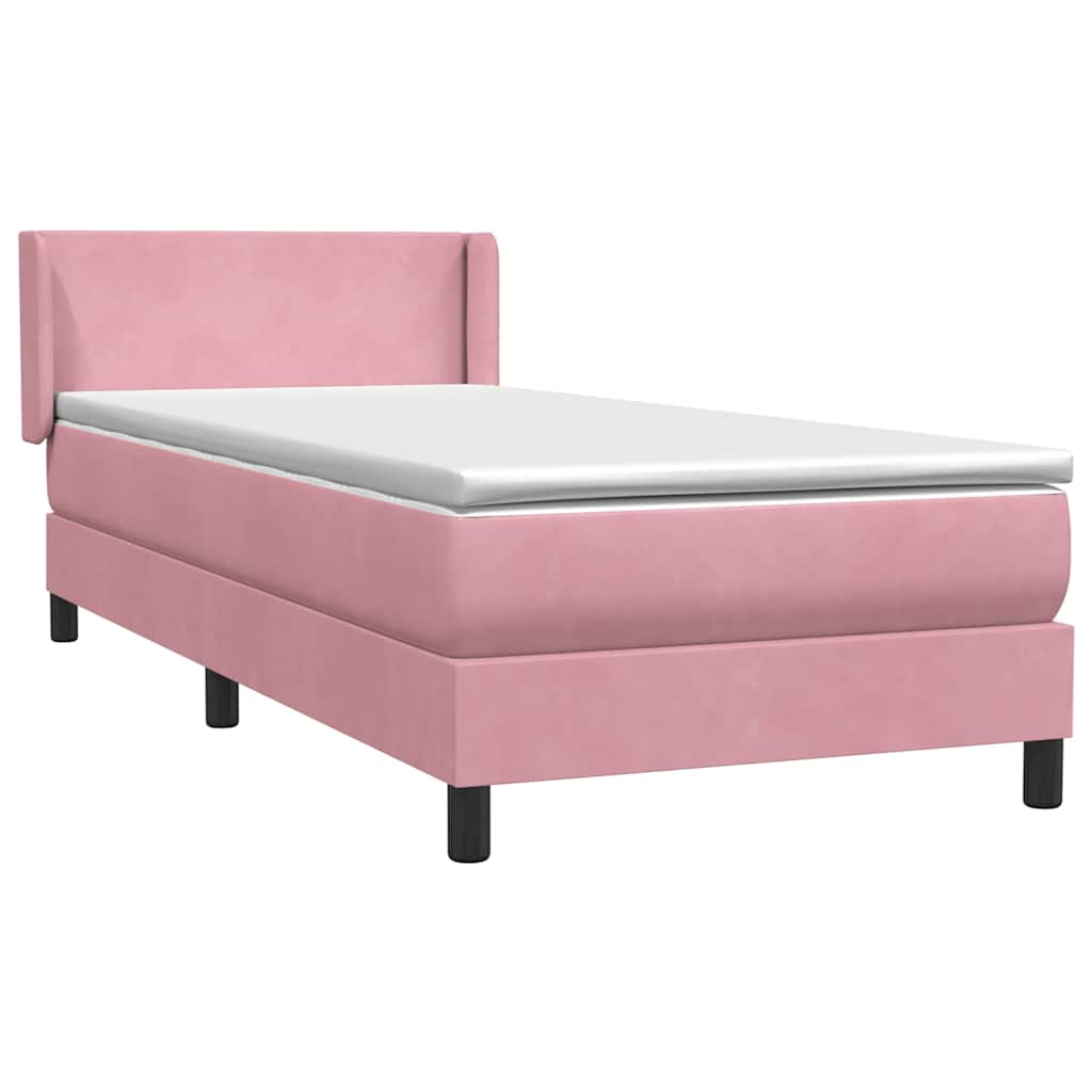 Sommier à lattes de lit avec matelas rose 80x210 cm velours