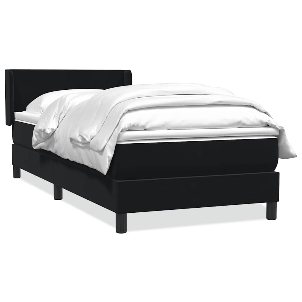 Sommier à lattes de lit avec matelas noir 90x210 cm velours