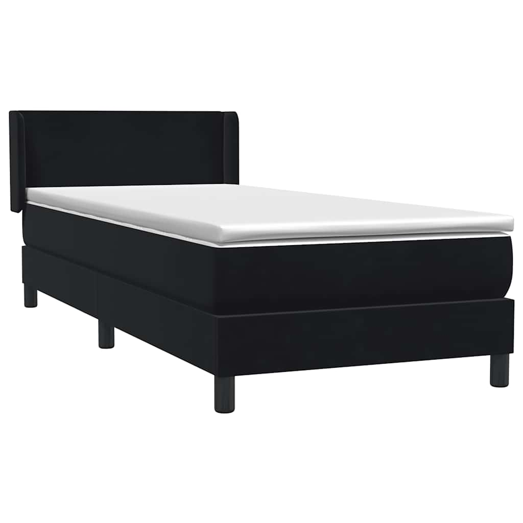 Sommier à lattes de lit avec matelas noir 90x210 cm velours