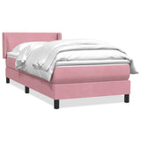 Sommier à lattes de lit avec matelas rose 90x210 cm velours