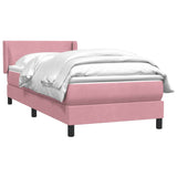 Sommier à lattes de lit avec matelas rose 90x210 cm velours