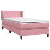 Sommier à lattes de lit avec matelas rose 100x210 cm velours