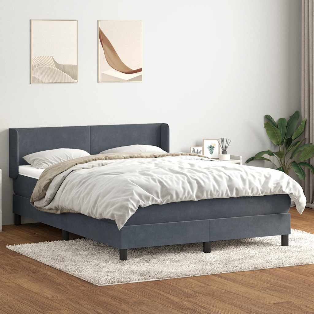 Sommier à lattes de lit et matelas gris foncé 140x210cm velours