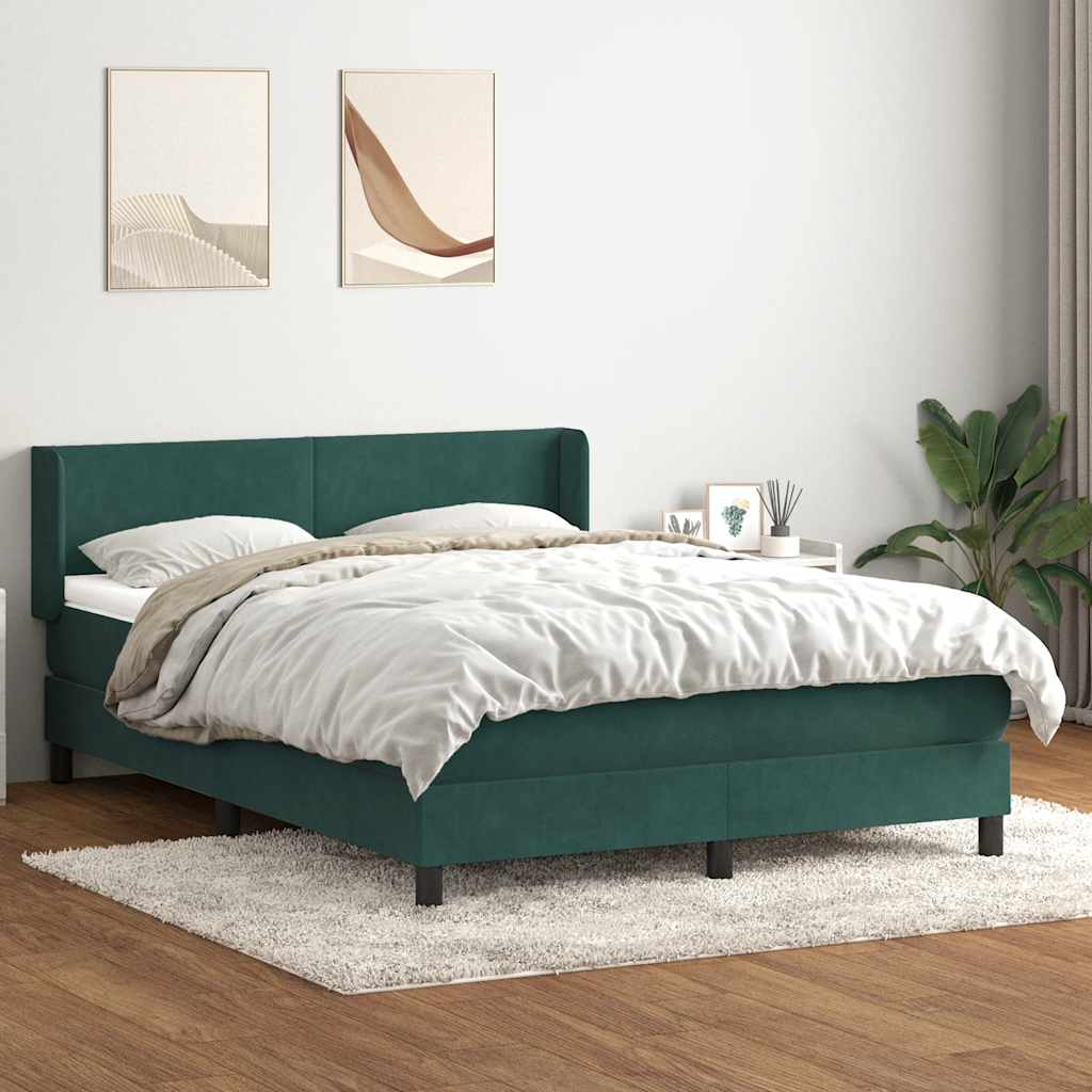 Sommier à lattes de lit et matelas vert foncé 140x210cm velours