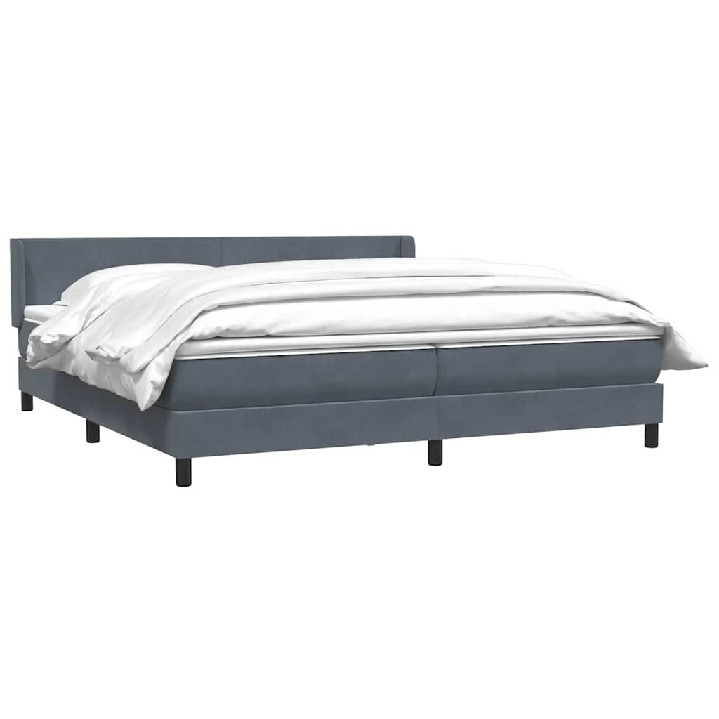 Dark grey slatted bed base and mattress 180x210cm velvet