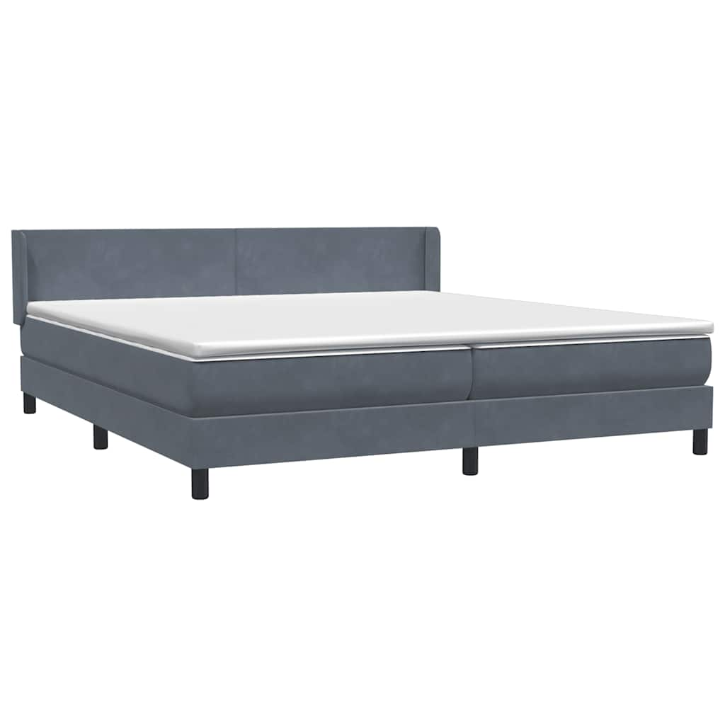 Dark grey slatted bed base and mattress 180x210cm velvet