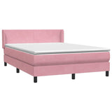 Sommier à lattes de lit avec matelas rose 140x220 cm velours